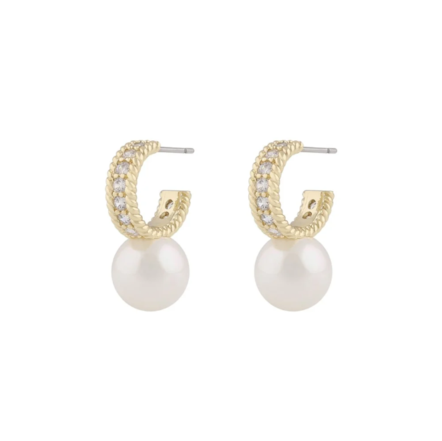 Lydia pearl short ear g/white