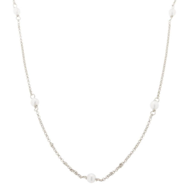 Rhodinert sølv halssmykke perler 42+3cm