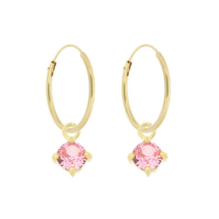 Forgylt sølv øreringer CAIA 5mm rosa zircon 1,2mm/16mm 