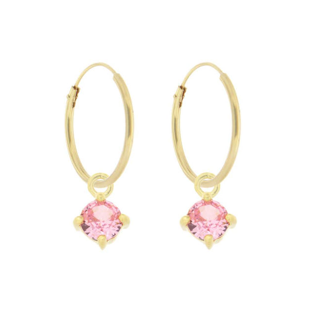 Forgylt sølv øreringer CAIA 5mm rosa zircon 1,2mm/16mm 