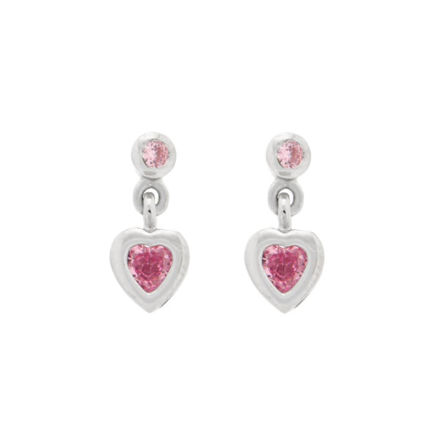 Rhodinert sølv øredobber rosa zircon hjerte