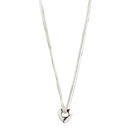 WAVE recycled heart necklace silver plated
