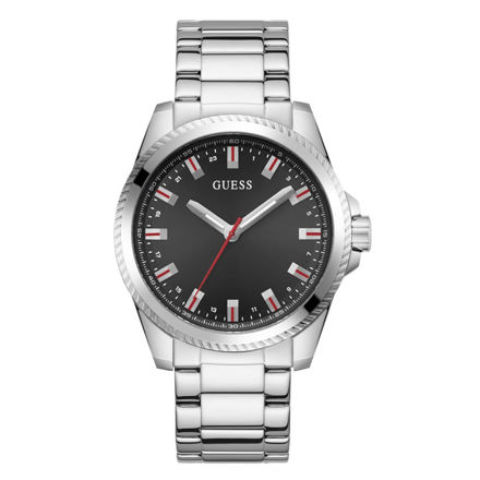 Guess Mens Work Life silver 44mm 5ATM, stål klokke/lenke sort skive