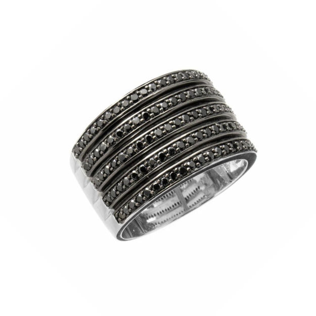 RING RH.SØLV SASSARI DUE 14MM SVART CZ