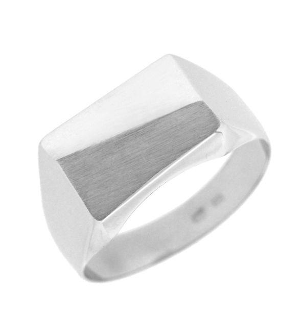 Ring hvitt gull skrått matt felt