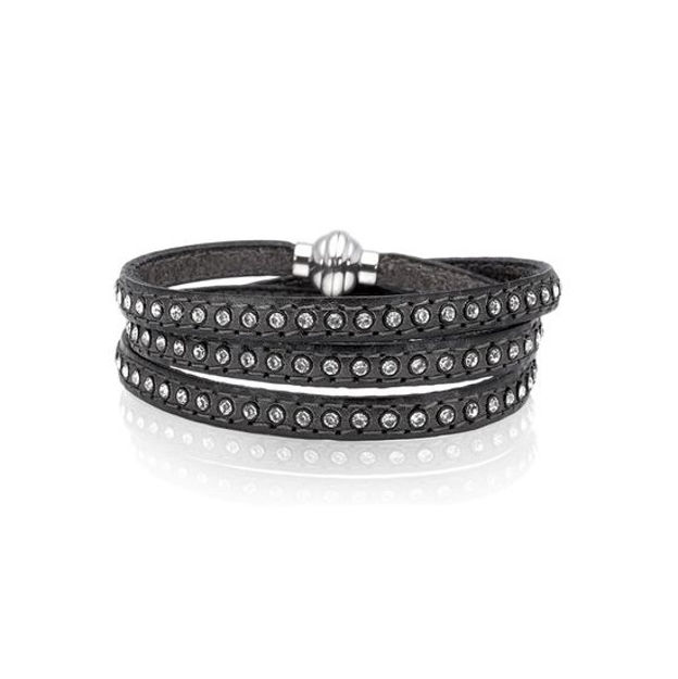 ARMLENKE AREZZO 6MM GRÅTT SKINN/ZIRCONIA