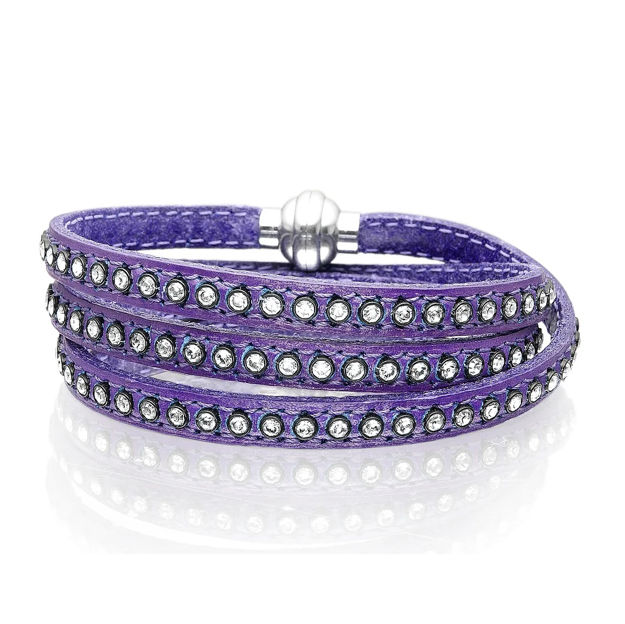 Stål armlenke Arezzo lilla skinn zirconia 6mm