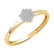 Gull ring rosett med diamanter 0,10ct TW/SI