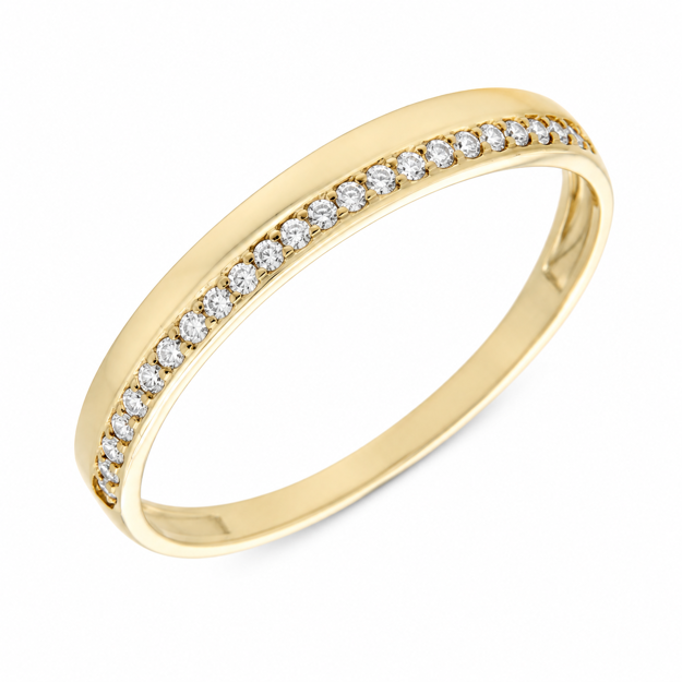Gull ring 3mm bred foran med zirconer