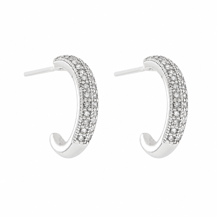 Rhodinert sølv ørecreoler zirconer 3mm 14mm