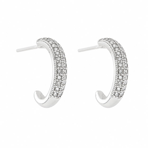 Rhodinert sølv ørecreoler zirconer 3mm 14mm
