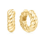 ANIA HAIE gold bold texture medium hoop earrings 9mm 