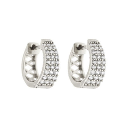 Rhodinert sølv øreringer 14mm med blanke zirconer