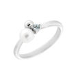 Rhodinert sølv ring med 5mm fv-perle og 2,5mm lysblå zircon