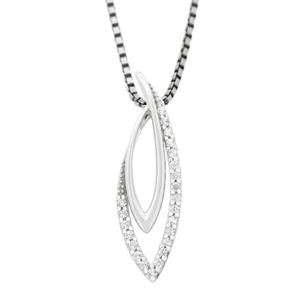 Rhodinert sølv halssmykke med Cubic Zirconia