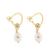 Forgylt sølv øreringer med ferskvannsperle heng og stopper