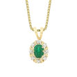 Gull anheng rosett smaragd & diamanter 0,08ct TW/SI