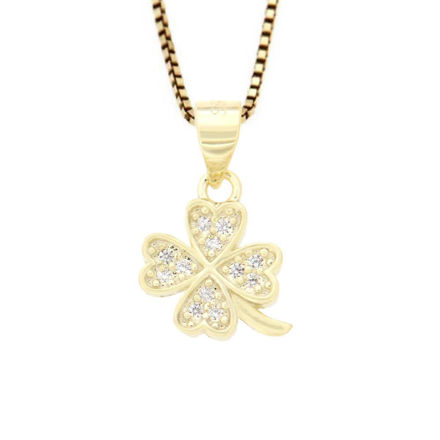 Forgylt sølv anheng CAIA kløver med zirconer