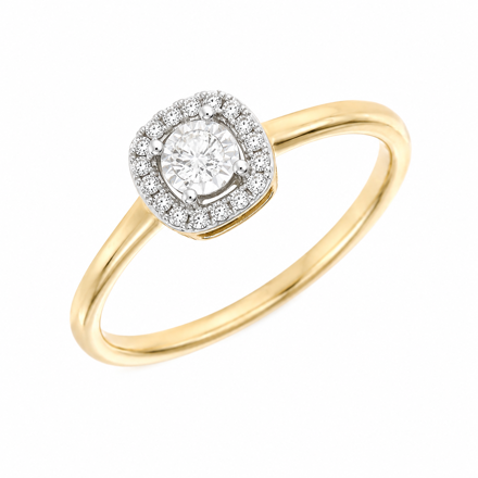 Gull ring rosett med diamanter 0,25ct TW/SI