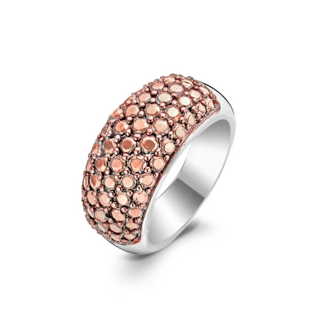 Rhodinert sølv ring rosefarget steiner 10mm