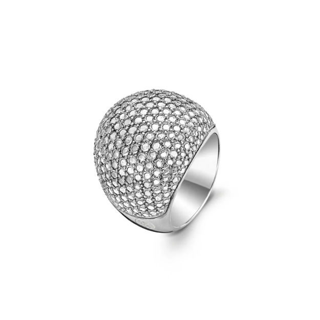 Rhodinert sølv ring sølvfarget steiner 20mm