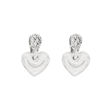 Rhondinert sølv øreheng hjerte & blanke steiner 10mm