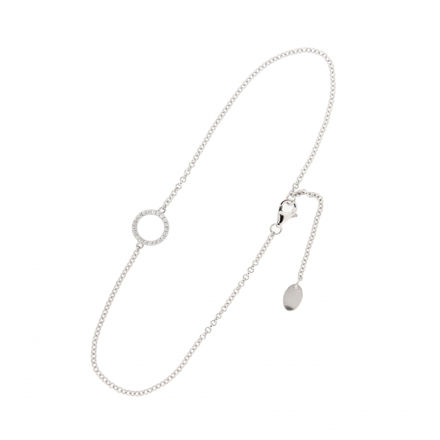 Rhodinert sølv armbånd sirkel med Cubic Zirconia 18+2cm