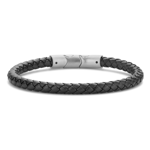 Frank 1967 stål armbånd svart flettet lær & stål lås