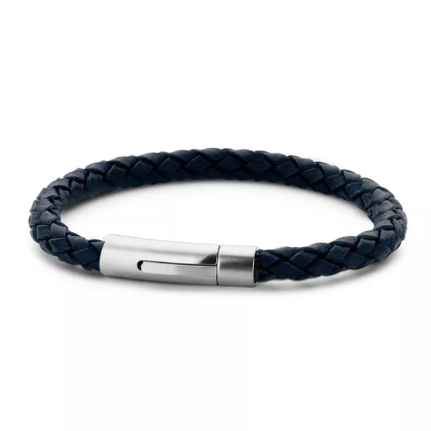 Frank 1967 stål armbånd blå flettet lær & stål lås