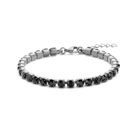 Frank 1967 stål armbånd med 5mm svarte zirconer