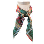 Eufemia silkeskjerf rød, gul & petrol