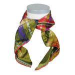 Gabriella silkeskjerf grønt, rødt & blått