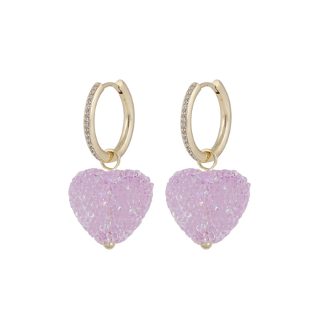 Sugar hearts pendant ear g/lilac