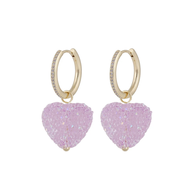 Sugar hearts pendant ear g/lilac