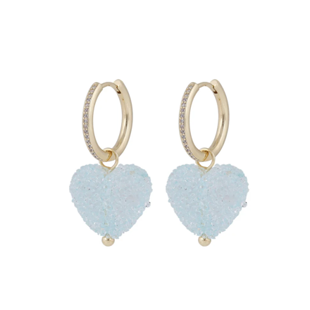 Sugar hearts pendant ear g/light blue