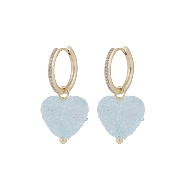 Sugar hearts pendant ear g/light blue