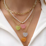 Sugar hearts pendant pearl neck 45 g/pink