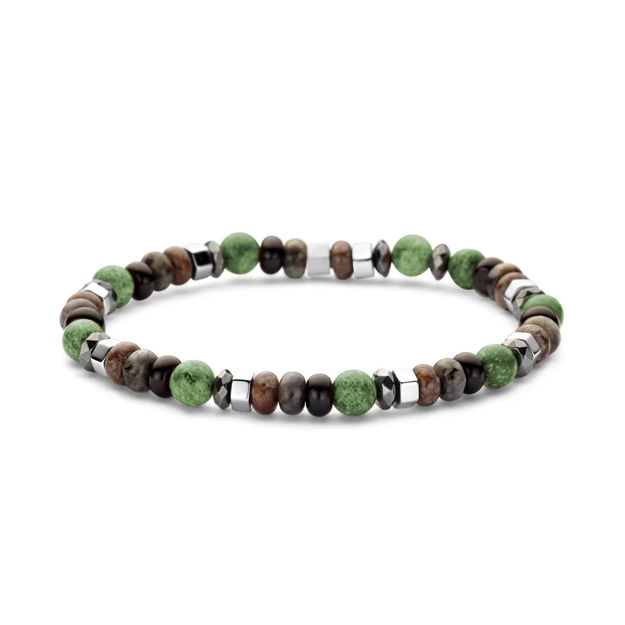 Frank 1967 stål armbånd 6mm grønne perler/mix
