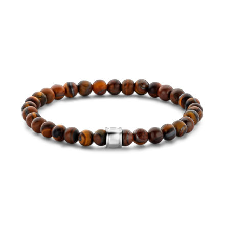Frank 1967 stål armbånd med 6mm brune perler