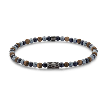 Frank 1967 stål armbånd 4mm brune & grå perler