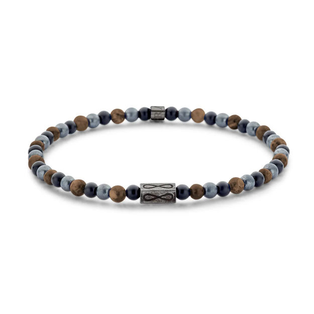 Frank 1967 stål armbånd 4mm brune & grå perler