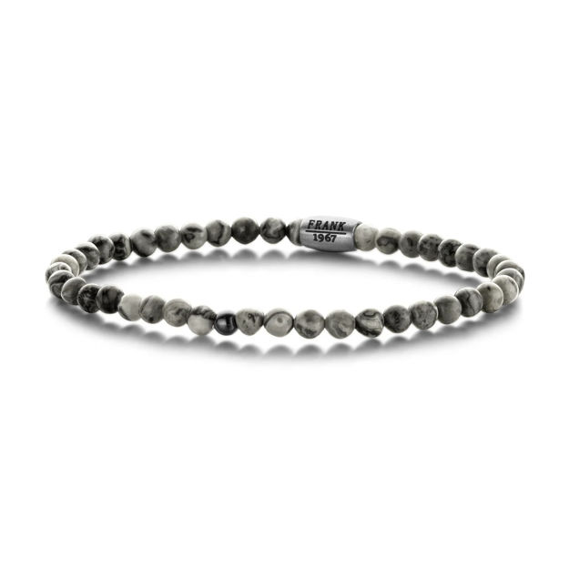 Frank 1967 stål armbånd med 4mm grå perler