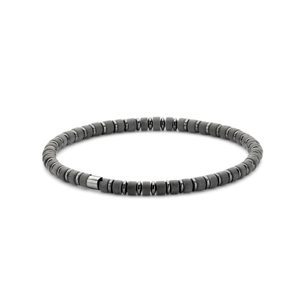 Frank 1967 stål armbånd med 4mm svarte agat perler