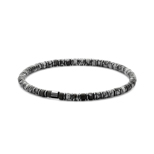 Frank 1967 stål armbånd 4mm gråspettete perler