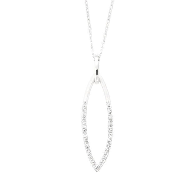 Rhodinert sølv halssmykke cubic zirconia 42+3cm