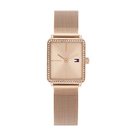 Tommy Hilfiger dameur stål & rose 24mm 3 ATM rose skive, mesh lenke
