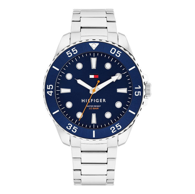 Tommy Hilfiger herreur stål blå skive & stål lenke 42mm 10 ATM