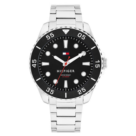 Tommy Hilfiger herreur stål svart skive & stål lenke 42mm 10 ATM
