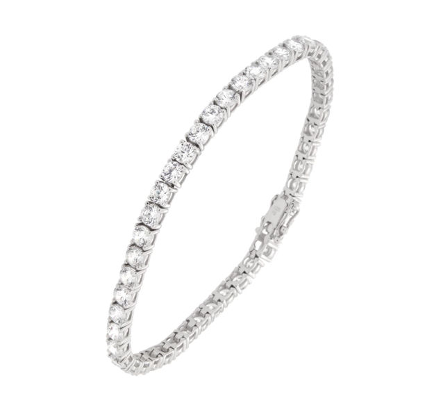 Rhodinert sølv armbånd zirconer 4mm 17cm