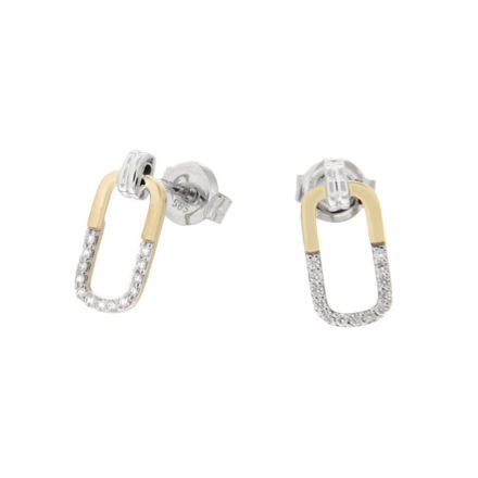 Gull øredobber diamanter totalt 0,087ct W/SI3